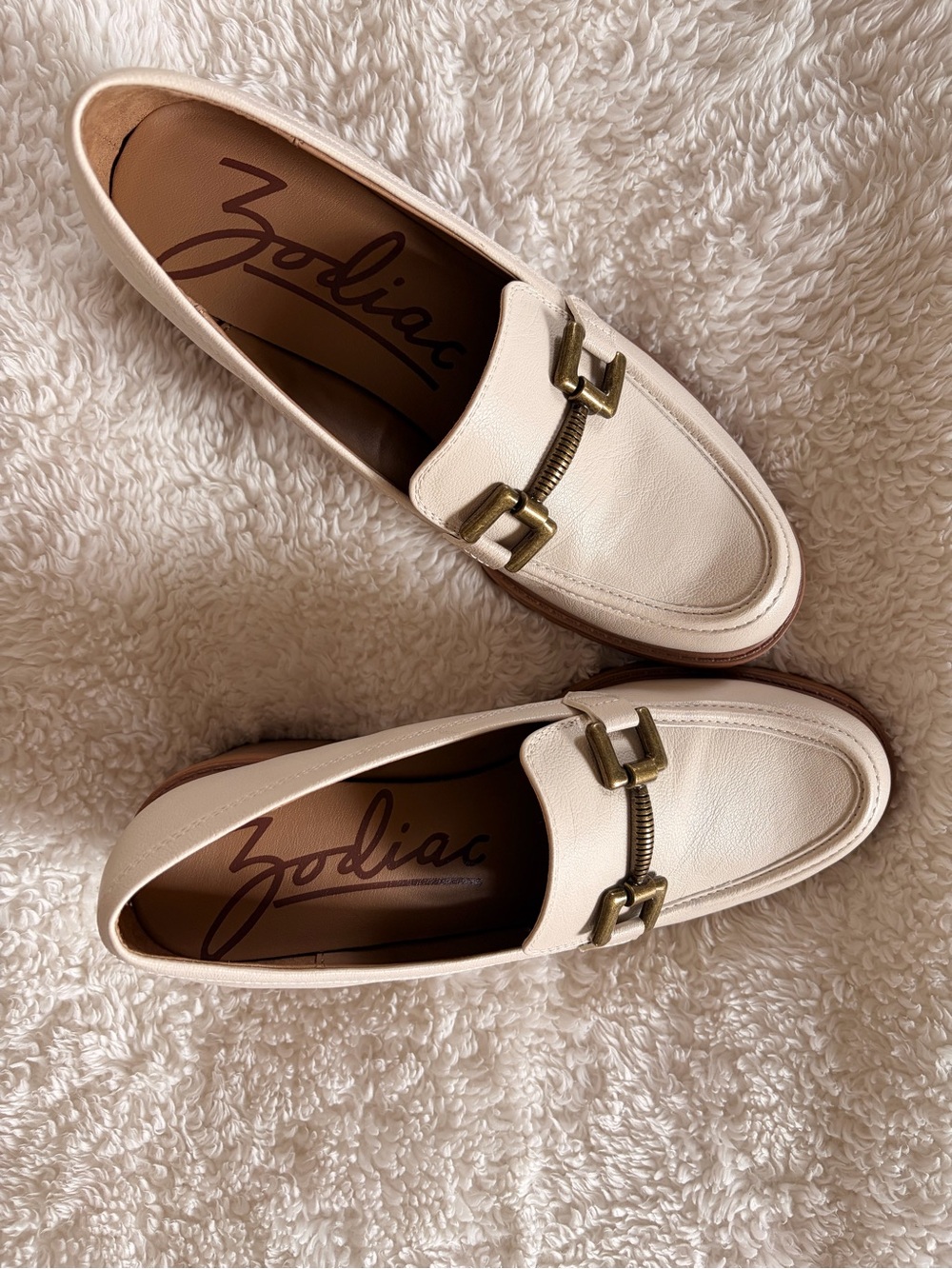 Zodiac Ivory Leather Bit-Detail Loafers